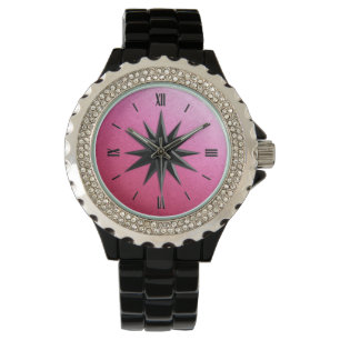 Onyx compass-roos - roos kwartsachtergrond horloge