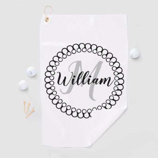 Onyx Decoratieve Cirkel Monogram Golfhanddoek (Insitu)