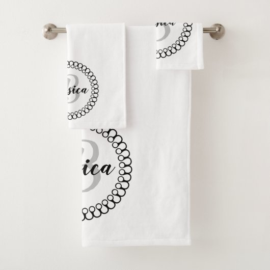 Onyx Decorative Cirogram Monogram Bath-handdoekset Bad Handdoek (Insitu)