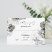Onyx en gouden RSVP-kaart RSVP Kaartje (Staand voorkant)