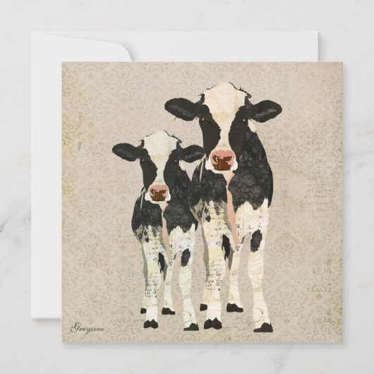 Onyx en ivoren koeien - Uitnodiging tot Baby (Achterkant)