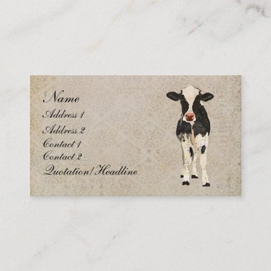 Onyx en Ivory Cow Visitekaartje/Labels Visitekaartje (Voorkant)