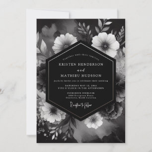 Onyx Floral Noir Bruiloft Kaart