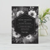 Onyx Floral Noir Wedding Kaart (Staand voorkant)