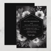 Onyx Floral Noir Wedding Kaart (Voorkant / Achterkant)