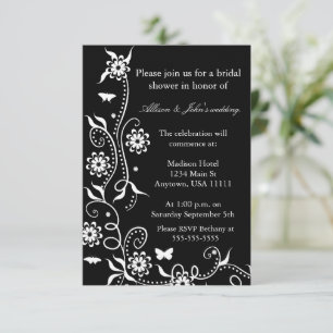 Onyx Floral Swirl Bridal Shower Kaart