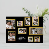 Onyx Fotocollage Lijsten Moderne Vrolijke Kerst Folie Feestdagenkaart (Staand Voorkant)