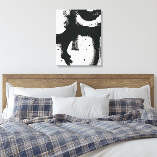 Onyx Gesture - zwarte verflijnen Canvas Afdruk (Insitu (Slaapkamer))