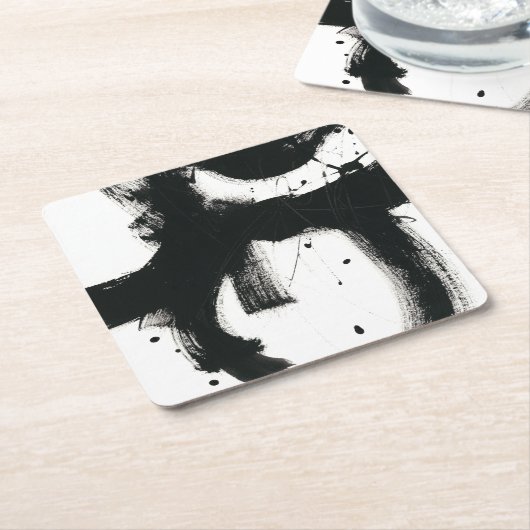 Onyx Gesture - zwarte verflijnen Kartonnen Onderzetters (Schuin)