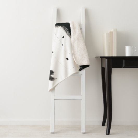 Onyx Gesture - zwarte verflijnen Sherpa Deken (In situ)