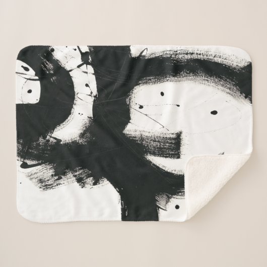 Onyx Gesture - zwarte verflijnen Sherpa Deken (Voorkant (horizontaal))