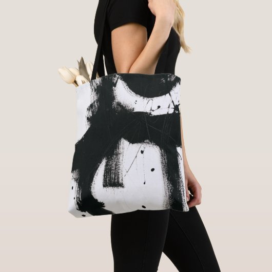 Onyx Gesture - zwarte verflijnen Tote Bag (Dichtbij)