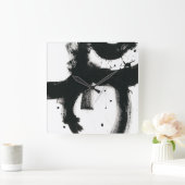 Onyx Gesture - zwarte verflijnen Vierkante Klok (Huis)