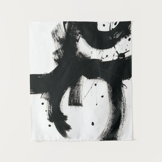 Onyx Gesture - zwarte verflijnen Wandkleed (Voorkant)