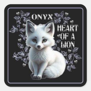 Onyx - Hart van een Leeuw Zwart Vierkante Sticker