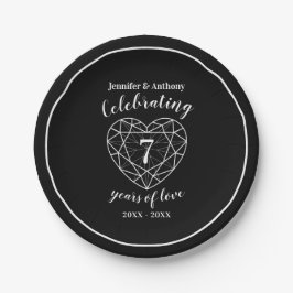 Onyx jubileum 7 jaar gepersonaliseerde party borde papieren bordje