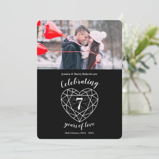 Onyx Jubileum Uitnodigingen fotofeesten 7 jaar (Staand voorkant)