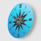 Onyx-kompas roos - achtergrond turkooisglas grote klok (Hoek)