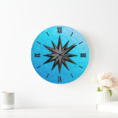 Onyx-kompas roos - achtergrond turkooisglas grote klok (Huis)