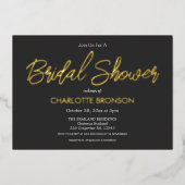 Onyx Minimalistische Script Bruiloft Goud Folie Uitnodiging (Voorkant)