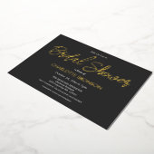 Onyx Minimalistische Script Bruiloft Goud Folie Uitnodiging (Gedraaid)