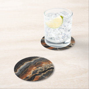Onyx Natural Gem Pattern Ronde Kartonnen Onderzetter
