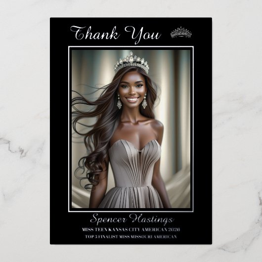 Onyx Shine Folie bedrukt Dank u kaart (Voorkant)