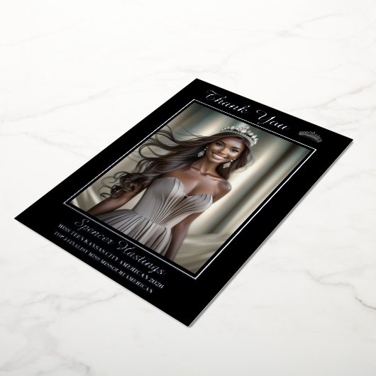 Onyx Shine Folie bedrukt Dank u kaart (Gedraaid)