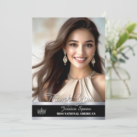 Onyx Shine Thank You Card voor Pageant Titleholder (Staand voorkant)