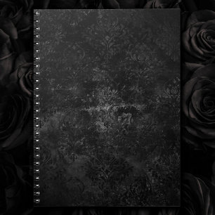 Onyx Velvet Damask   Zwarte Gothic Glam Floral Notitieboek