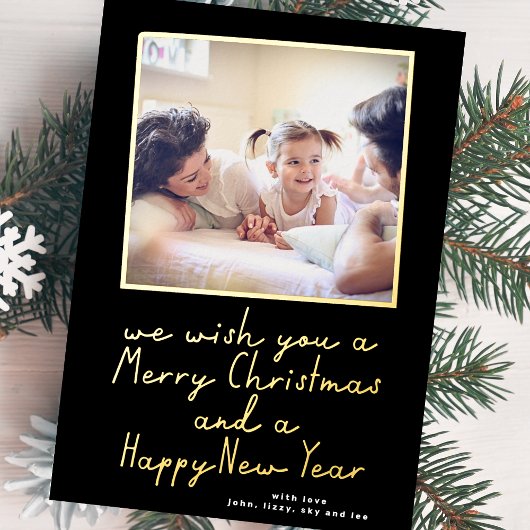 Onyx VROLIJK KERSTFEEST & KLEURRIJKE NIEUWJAAR Fot Folie Feestdagenkaart