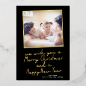 Onyx VROLIJK KERSTFEEST & KLEURRIJKE NIEUWJAAR Fot Folie Feestdagenkaart (Voorkant)