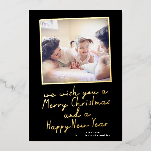 Onyx VROLIJK KERSTFEEST & KLEURRIJKE NIEUWJAAR Fot Folie Feestdagenkaart (Voorkant)