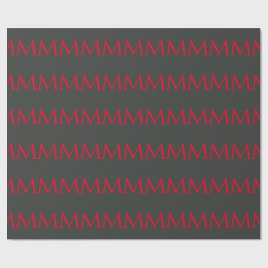 Onyx Zwart Rood Monogram Modern Minimalistisch Cadeaupapier (Vlak)