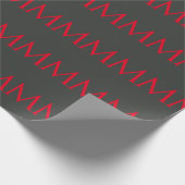 Onyx Zwart Rood Monogram Modern Minimalistisch Cadeaupapier (Hoek)