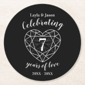 Onyx zwarte verjaardag 7 jaar gepersonaliseerd ronde kartonnen onderzetter (Voorkant)