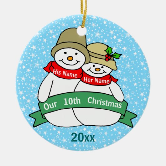 Onze 10e Kerstmis Keramisch Ornament (Voorkant)
