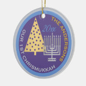 Onze 1e Christusmukkah Fotoboom Menorah Keepsake Keramisch Ornament (Links)