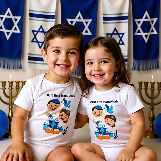 👶 🍩 onze 1e Hanukkah - met siblings Romper