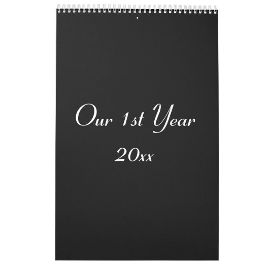 Onze 1e jaar foto trouwkalender kalender (Achterkant)
