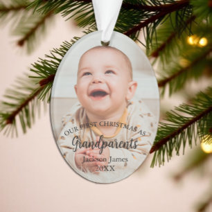 Onze 1e kerst als grootouders baby foto ornament