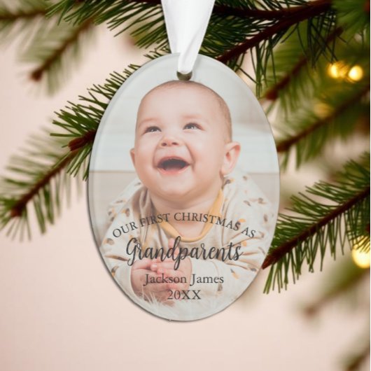 Onze 1e kerst als grootouders baby foto ornament