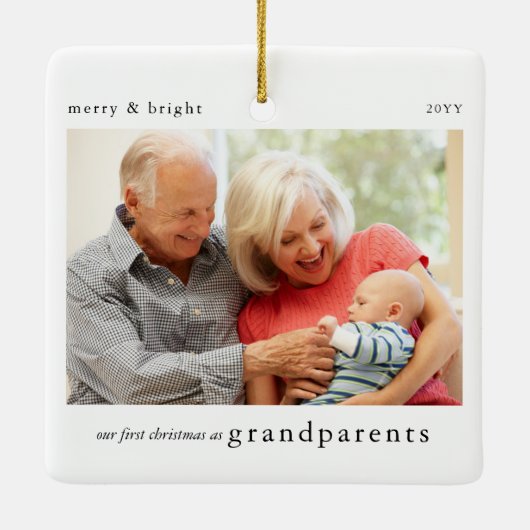 Onze 1e Kerst als Grootouders Foto Keepsake Keramisch Ornament (Achterkant)