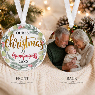 Onze 1e kerst als grootouders foto ornament