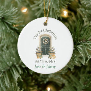 Onze 1e kerst als meneer & mevrouw Groen Winterdeu Keramisch Ornament