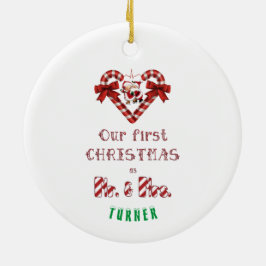 Onze 1e kerst als mijnheer en mevrouw Santa Candy  Keramisch Ornament