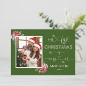 Onze 1e kerst als mijnheer & mevrouw Calligrafie F Kaart (Staand voorkant)