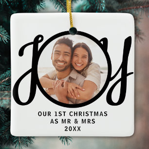 Onze 1e kerst als mijnheer & mevrouw foto-aandenke keramisch ornament