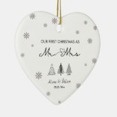 Onze 1e Kerst als Mr & Mrs Eerste Getrouwd Paar Keramisch Ornament (Rechts)