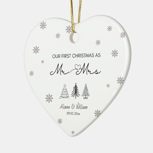 Onze 1e Kerst als Mr & Mrs Eerste Getrouwd Paar Keramisch Ornament (Links)